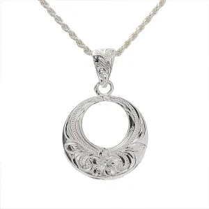 Sterling Silver Hawaiian Scroll Circle Pendant (Chain Sold Separately)