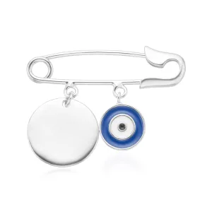 Sterling Silver Safety Pin Evil Eye Enamel Pendants