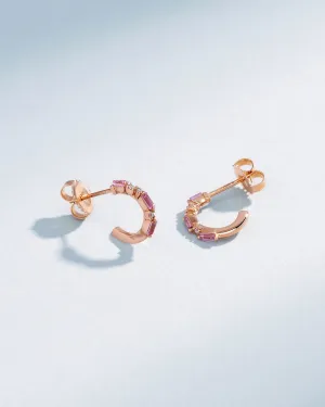 Thin Mix Pink Sapphire Mini Hoops