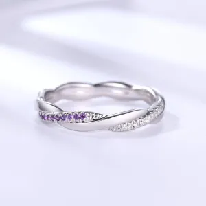 Twisted Amethyst Moissanite White Gold Wedding Band Full Eternity Ring For Women