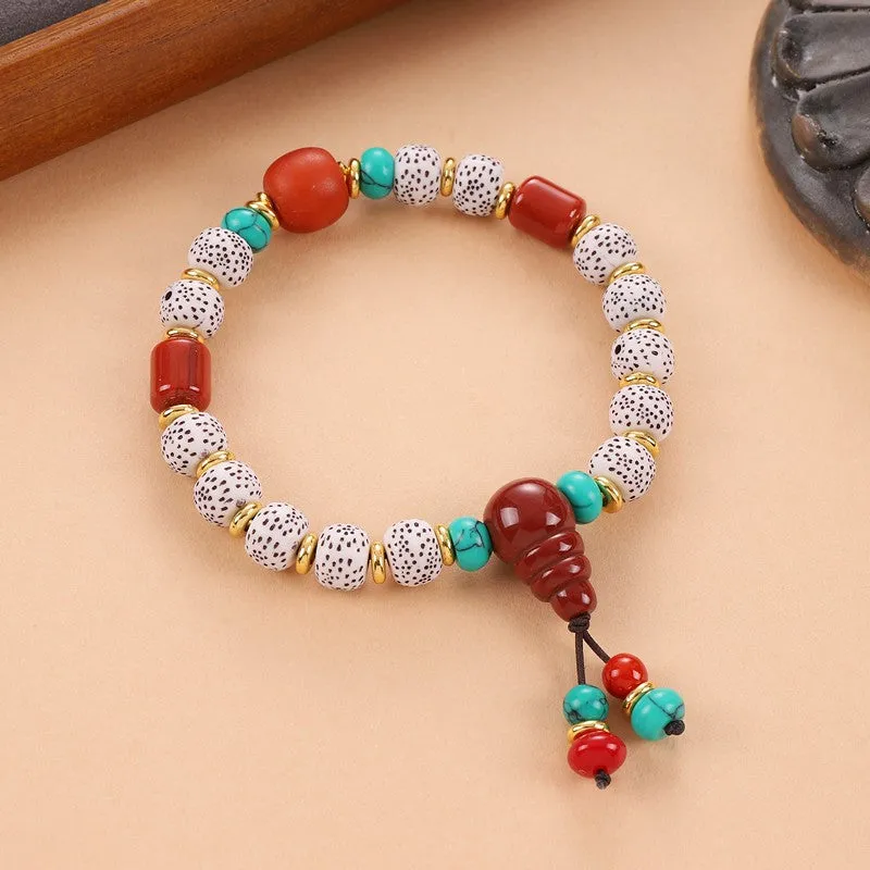 Unisex Tibetan Hand String Turquoise Bodhi Buddha Bead Bracelet