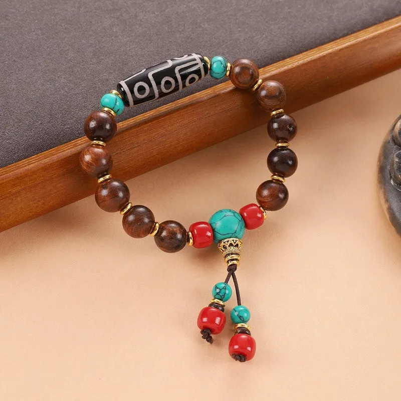 Unisex Tibetan Hand String Turquoise Bodhi Buddha Bead Bracelet