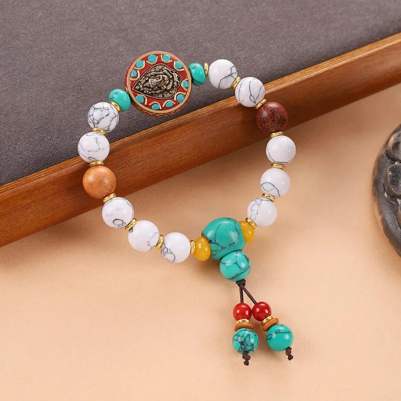 Unisex Tibetan Hand String Turquoise Bodhi Buddha Bead Bracelet