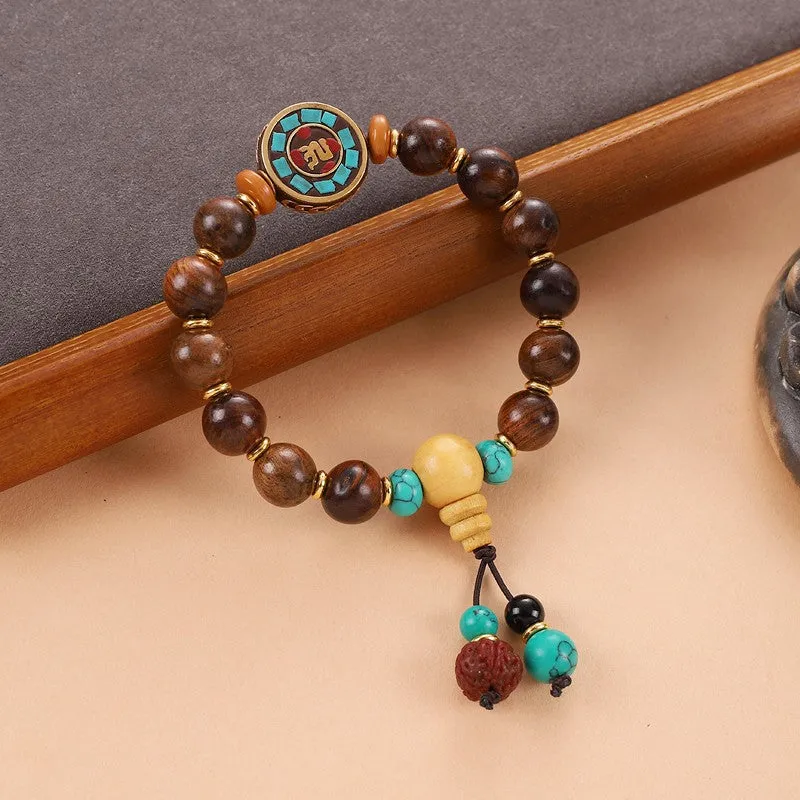 Unisex Tibetan Hand String Turquoise Bodhi Buddha Bead Bracelet