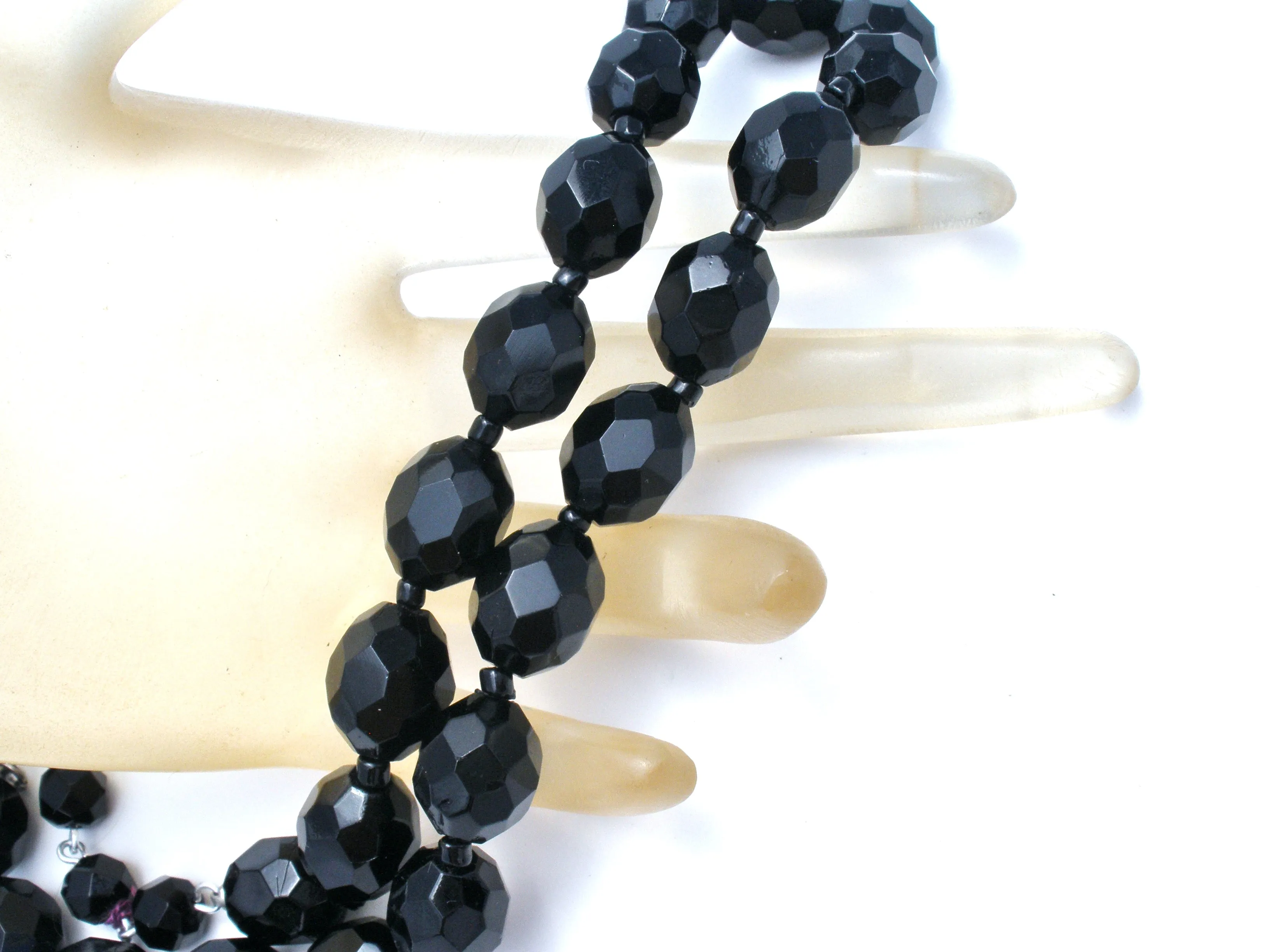 Vintage Black Glass Bead Necklace