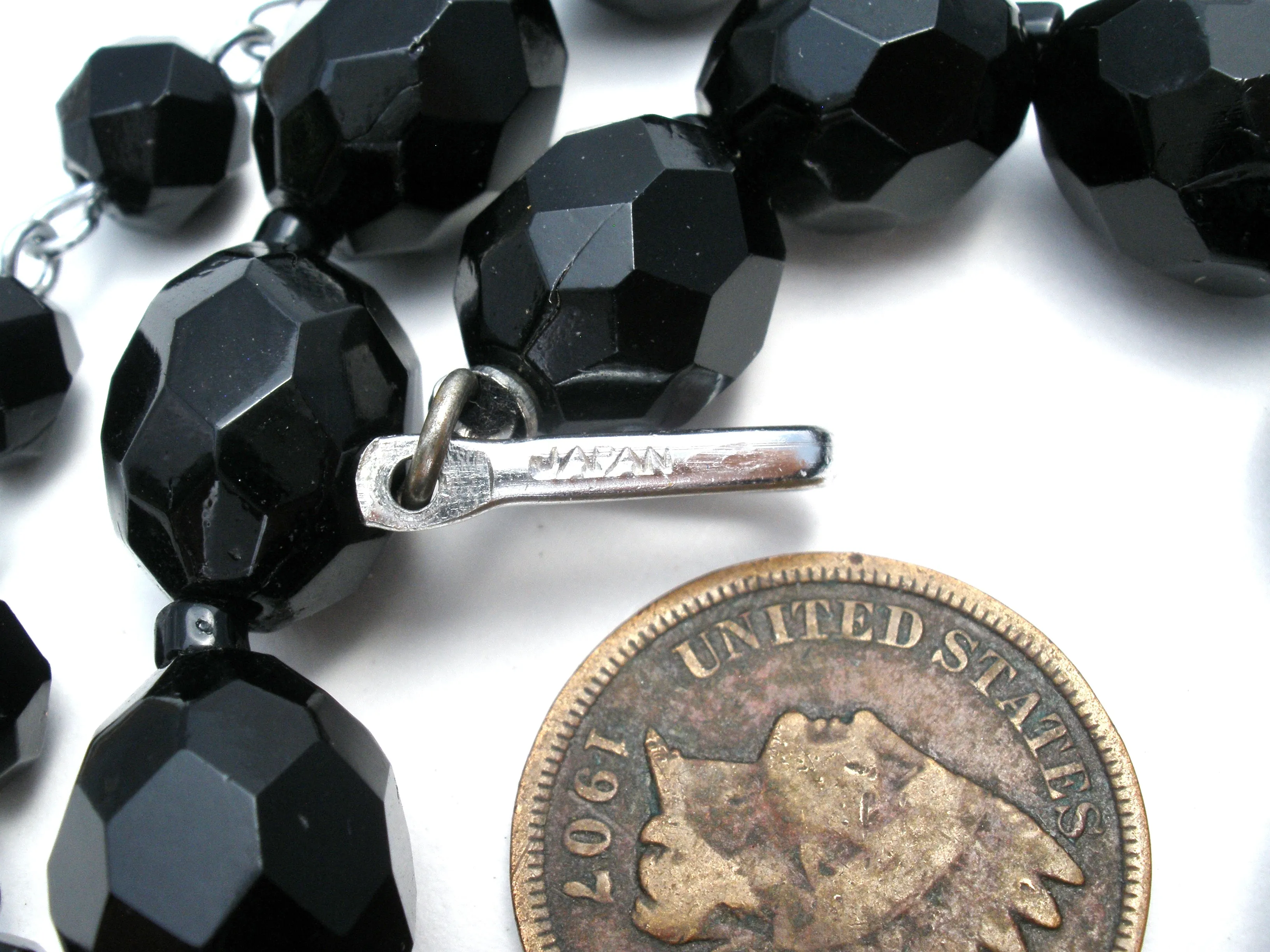 Vintage Black Glass Bead Necklace