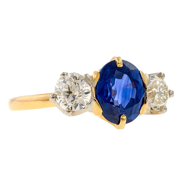 Vintage Oval Sapphire & Diamond Ring