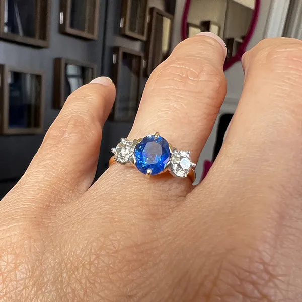 Vintage Oval Sapphire & Diamond Ring