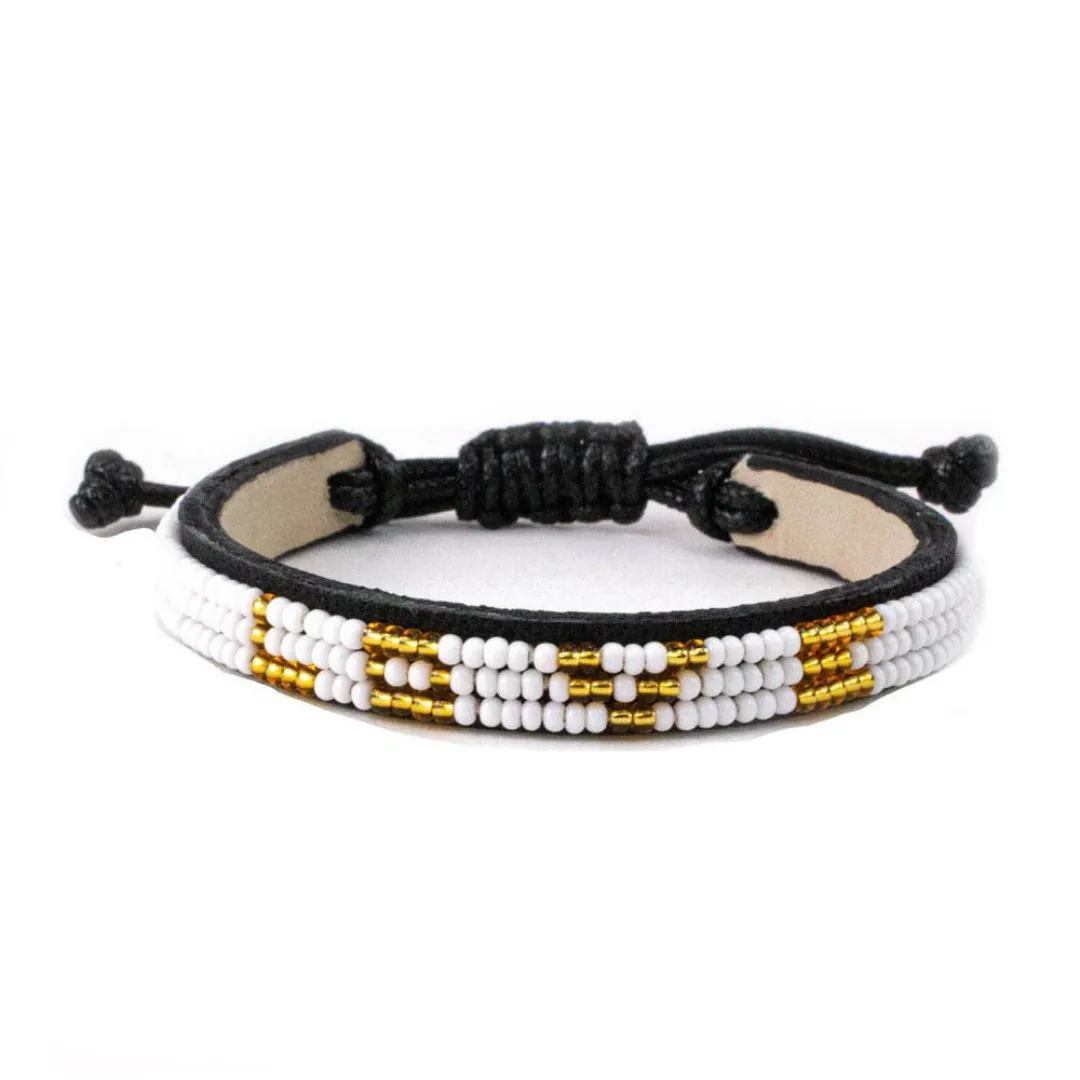 White & Gold Skinny LOVE Bracelet- Small